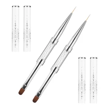 2 Pcs Double Ended Nail Builder Gel Brush, French Tip Brush Hard Gel for Nails, 