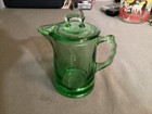 Fostoria Mayfair  Uranium UV Reactive Green Syrup Pitcher & Handled Lid Creamer — photo 1