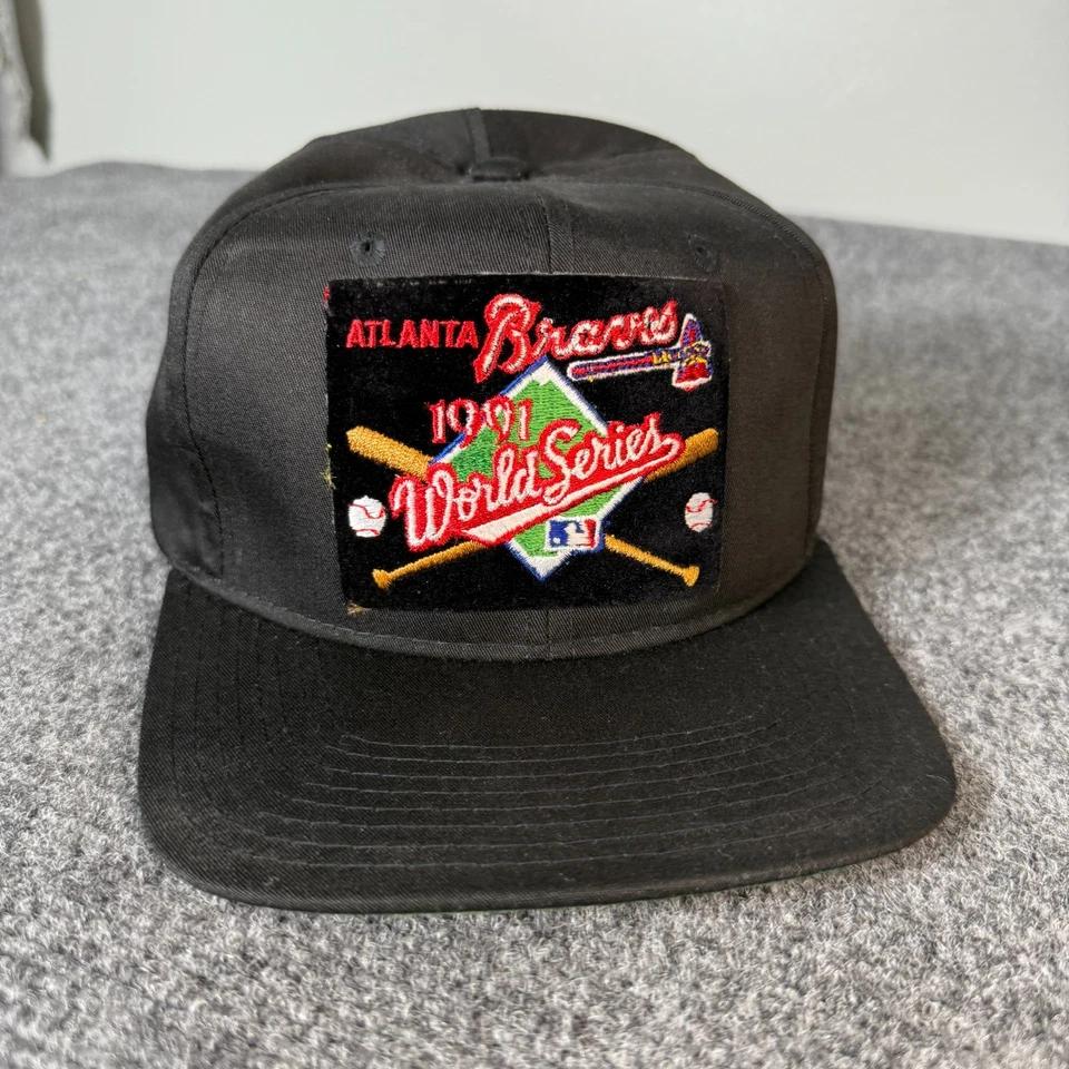 Vintage Atlanta Braves 1991 World Series Hat Cap Black SnapBack Twins NWT 90s - Image 4 of 4