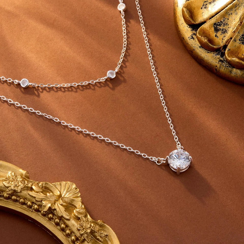 Collana Donna Argento Sterling 925 Con Collana Con Zirconi Cubici Da Donna, Cate - Immagine 3 di 4