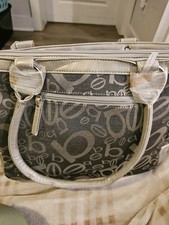 Womens Large Gray Shoulder Bag with Silver Hardware. New With Tags