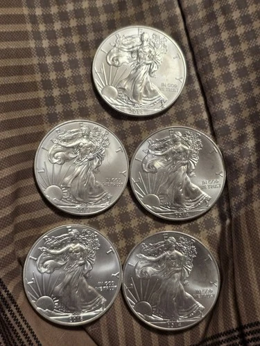 4 2014, 1 2016 American Silver Eagles 1 OZ, .999 FINE
