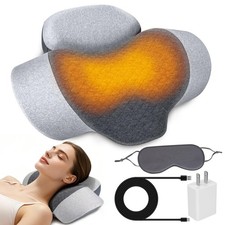3-in-1 Neck Massager Pillow with Heat, Vibration Air Traction, Plug-in Cerv...
