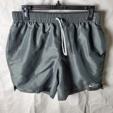 Nike Shorts Men's L Gray Swim Logo Essential 7" Lap Volley Trunks Lined Beach