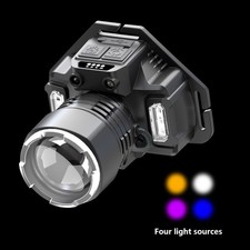 Rechargeable ABS Headlamp White Light Hand Wave Sensor Red Blue Lights