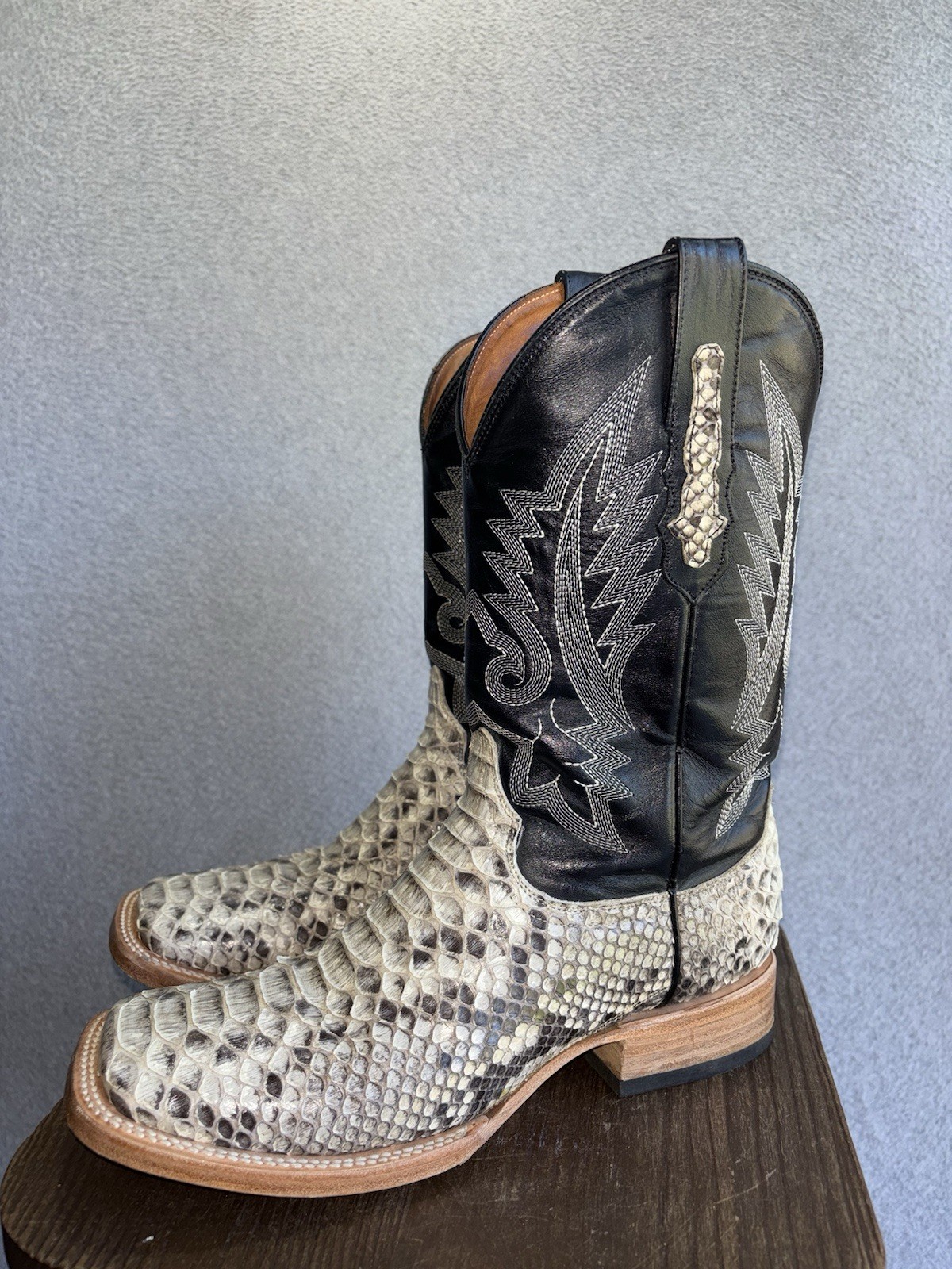 Custom Men's Square Toe Python Snakeskin Leather … - image 1