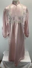 Vtg Elise Steven  s Satin Like Nightgown Pink Long coquette Victorian READ