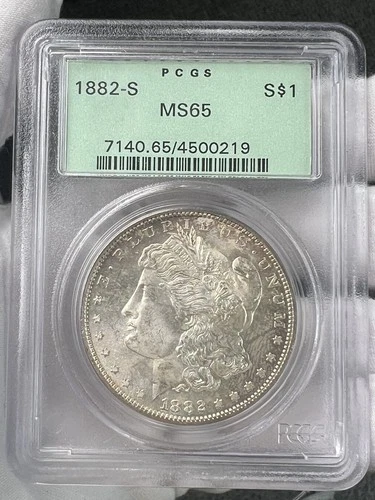 1882-S $1 Morgan Dollar OGH PCGS MS65 90% Silver US Coin