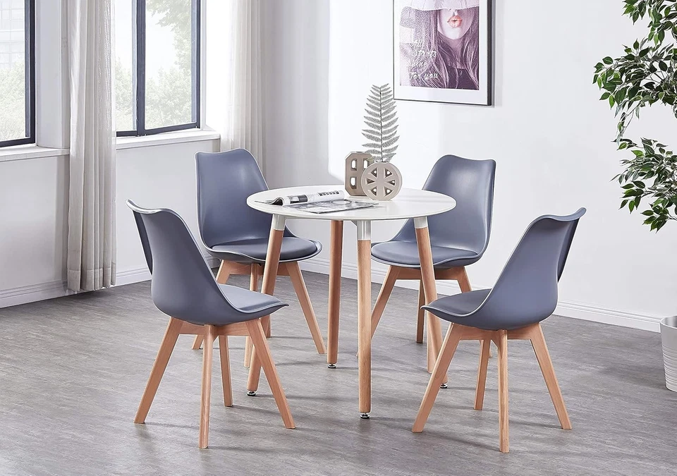 GRAU 6er Set Tulpe Esszimmerstühle Designer Stühle Holz Home Office Küche UK - Bild 2 von 4