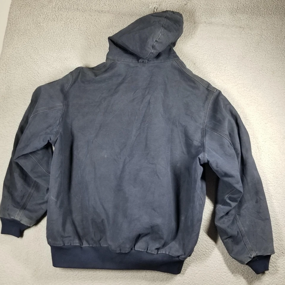 Vintage Carhartt Hooded Jacket Men 3XL Blue Canvas Lined 90s Detroit Coat JQ283 - Image 2 of 4