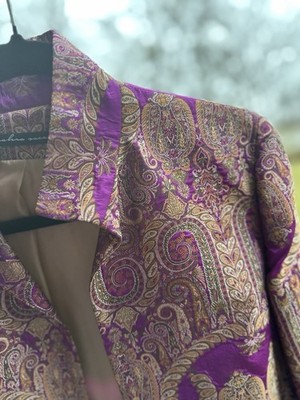 Zahra Saeed Fusia Purple Gold Brocade Jacket Coat   Paisley   Fully Lined  READ