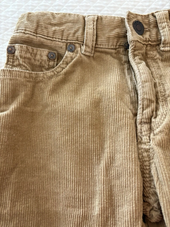 Pantalones de pana Gap niños tostados, talla 5, cintura ajustable, botón 100 % algodón Foto 3 de 4