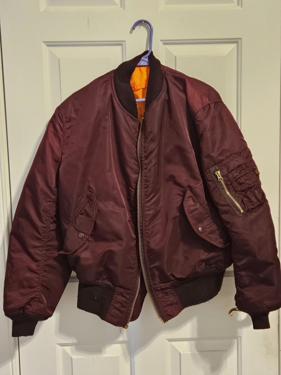 Vintage Alpha Industries MA-1 Flight Jacket Burgundy Maroon Red