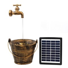 Solar Water Fountain Home Garden Decoration LED Tap Bucket Solar Water Feature