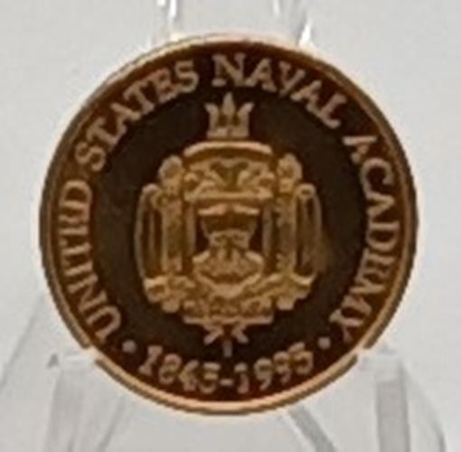 AGR153 150TH BIRTHDAY OF U.S. NAVAL ACADEMY JOHN PUAL JONES 25 MM GOLDLINE COIN