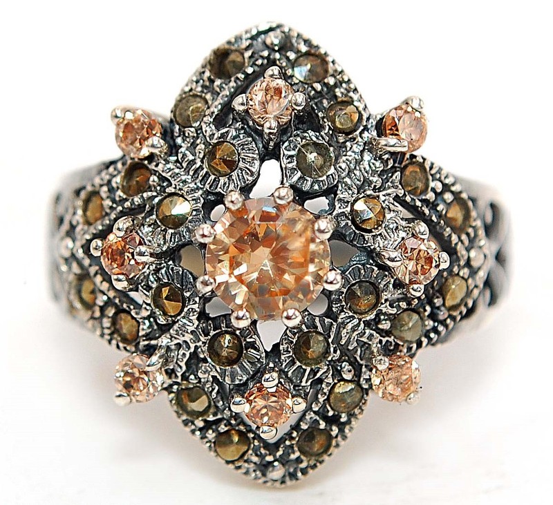 1CT  Padparadscha 925 Solid Sterling Silver Ring Jewelry Sz 9 NF1-1
