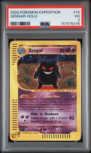 2002 POKEMON EXPEDITION #13 GENGAR-HOLO PSA 3
