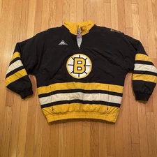 Vtg 90s Apex One Boston Bruins Pullover Jacket Men’s Large 1/4 Zip