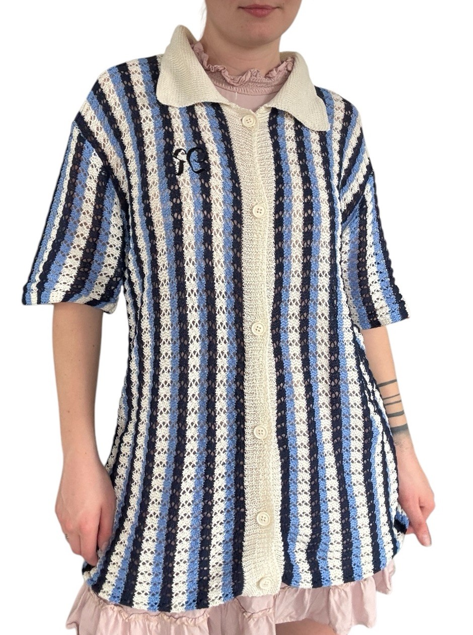 Empty Reference Unisex Knit Button Up Nautical Ca… - image 1