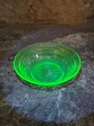Vintage Uranium Glass Block Optic Berry Bowl / Good Condition