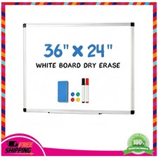 DUMOS 36x24 Magnetic Dry Erase White Board Kit with Markers Eraser and Magnets