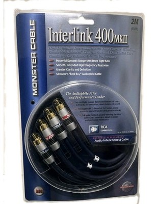 Monster Cable Interlink 400 MKII 2M 6.6ft RCA Audio Interconnect Cable New