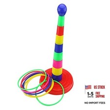 18" Colorful Plastic Sport Ring Toss Game Set for Kids