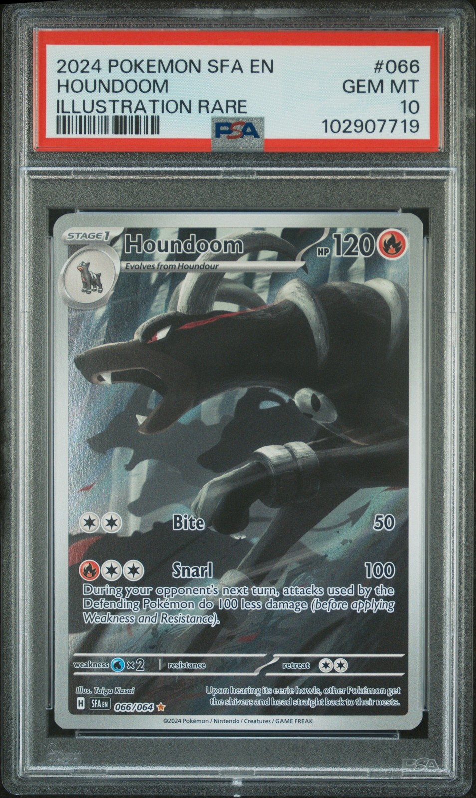 2024 POKEMON SFA EN-SHROUDED FABLE ILLUSTRATION RARE #066 HOUNDOOM PSA 10