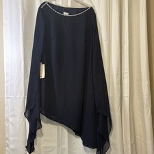 LT LanTing Bride Blouse Navy Blue Mother Bride/Groom Wedding Beaded Neck Hi-Low