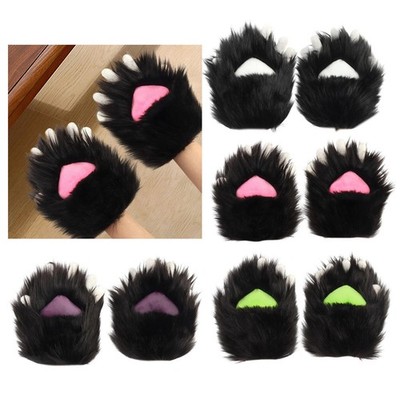 Katzenpfote Handschuhe Cartoon simulierte Plüschhandschuhe für Party Karneval Nachtclub