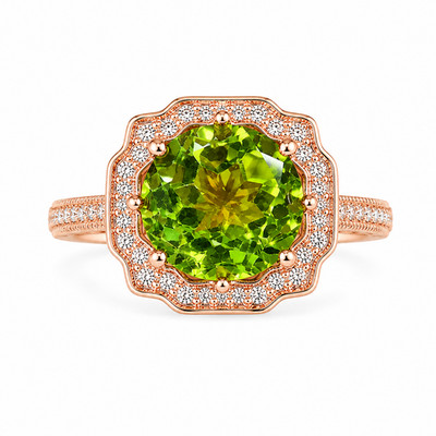 3,5 kt Peridot Edelstein Ring, August Geburtsstein Peridot Ring platiniert