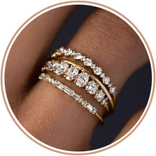 Stackable Gold Rings for Women Non Tarnish Dainty 14K Gold Plated Stacking Cubic