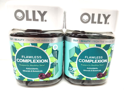 2-Pack OLLY Flawless Complexion Gummy, 50 Ct each (100 Total) Berry Fresh 10/26