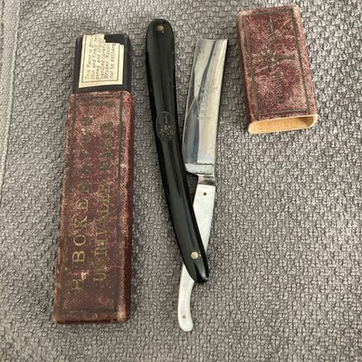 Vintage H. Boker & Co's Unrivaled Razor with Box Trade Mark Tree Pearl Germany