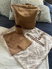 Dagne Dover Indi Neoprene Diaper Bag Backpack Huge Large - Camel Brown EUC