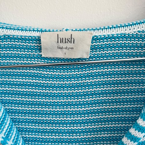 Sudadera con Capucha Hush Cuello Abierto Azul Blanco Rayas Calce Relajado - Para Mujer Talla Pequeña S - Imagen 6 de 8