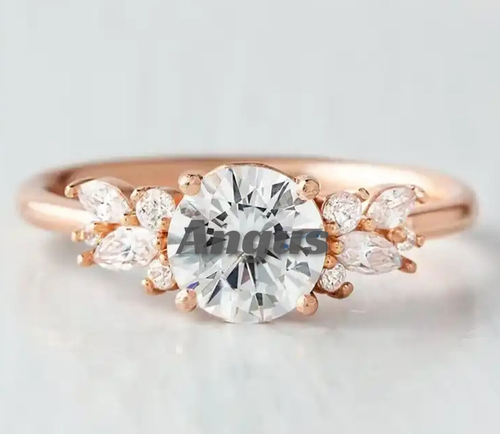 ๐ 2CT Round Cut Moissanite VVS1 Solid 14K Rose Gold Solitaire Engagement Ring