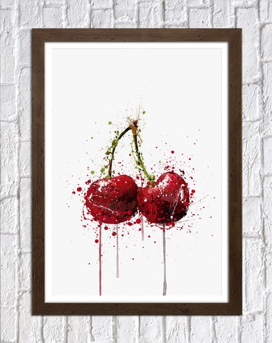 FRUTTA CILIEGIA - TELA CORNICE PROFONDA DA PARETE SPLASH ART STAMPA CARTA DA IMMAGINE - ROSSO VERDE - Foto 11 di 17