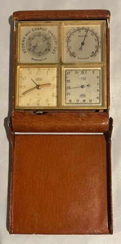 Antikes Angelus Vierer 8 Tage Barometer/Temperatur/Uhr/Wecker/Kalender mit Box - Bild 2 von 5