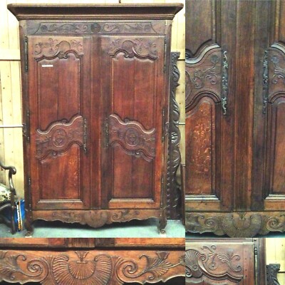 armoire chêne massif finement sculptées porte deux