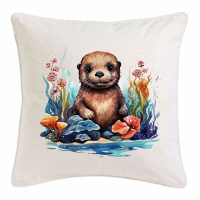 KISSENBEZUG 40X40cm Otter Fischotter Otterfamilie Otter Baby Ozean Mittel 404227