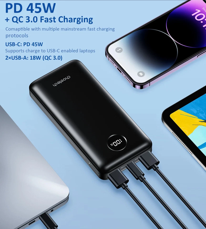 Universal 20000mAh FAST CHARGING 45W Power Bank for Laptop Phone Switch GoPro - Изображение 3 из 4