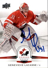 Genevieve Lacasse Signed 2014 Upper Deck Canada Women Card #77 Team Canada