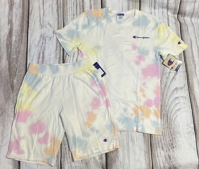 Champion Men's 2pc set Tshirt Short Sz S Pink Multicolor Nwt