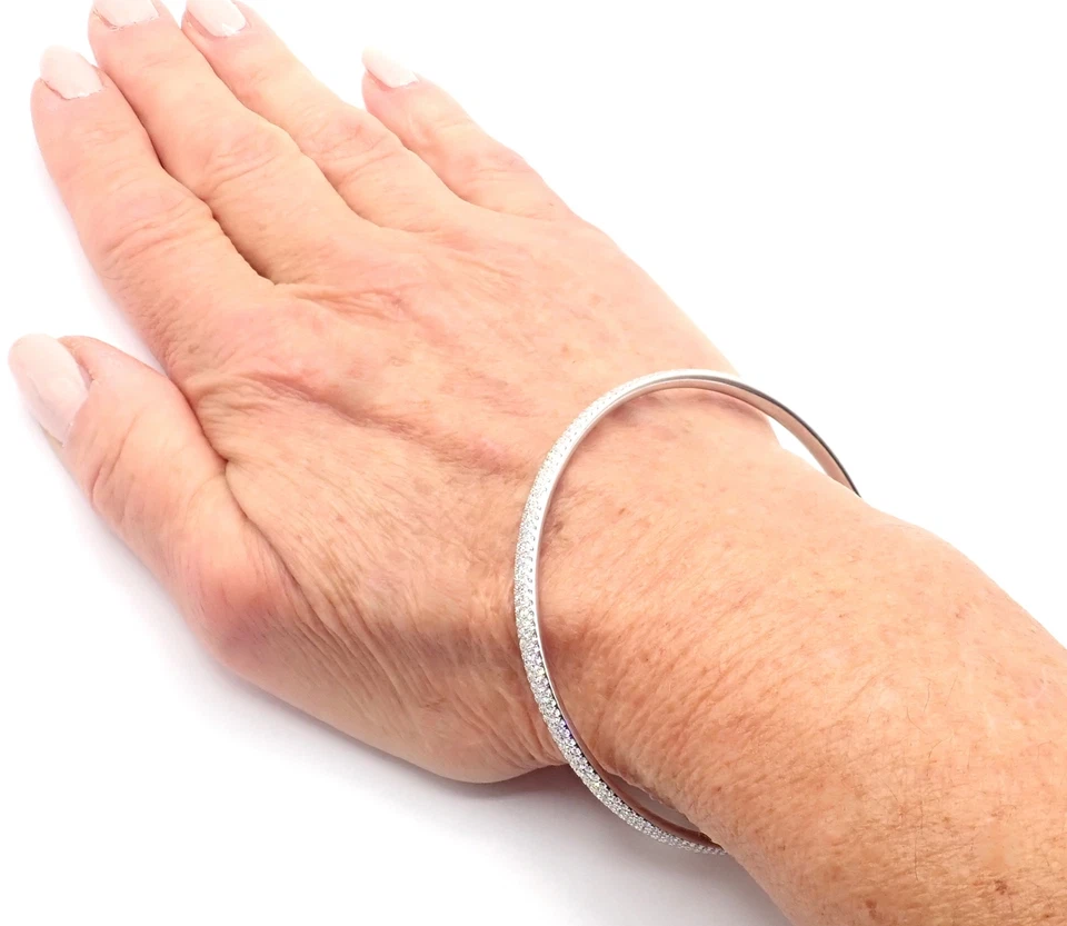 Brazalete Tiffany & Co Metro Oro Blanco 18k Diamante Completo Tres Filas $22,300 Foto 3 de 4