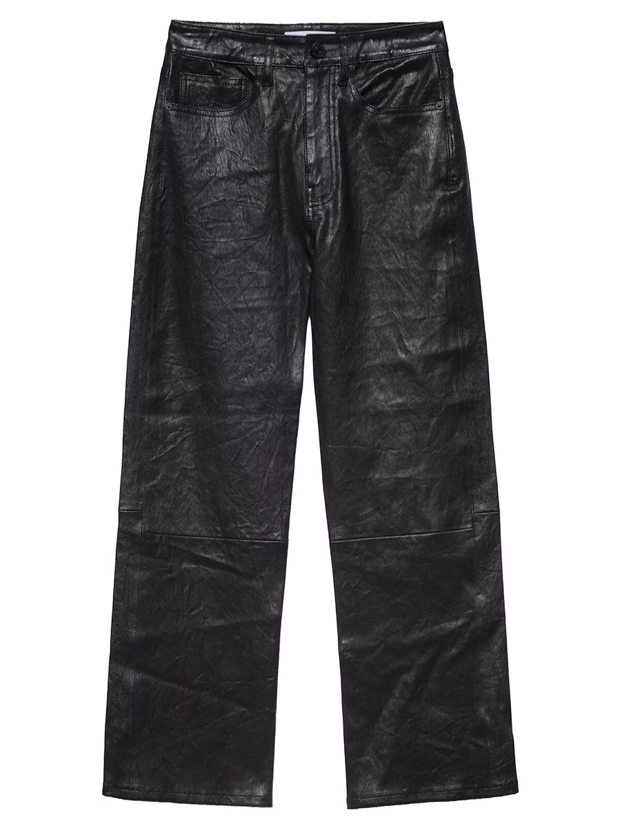 NEW FRAME Le Jane Cropped Leather Pants in Black- Size US 29