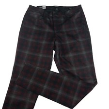 Nine West Women's Gramercy Skinny Pant Size 8 Tantallion Plaid Ponte Knit