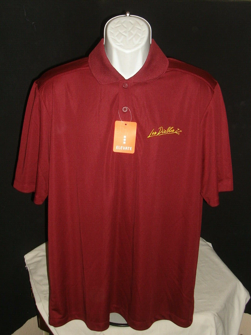 NWT ELEVATE MAROON/GOLD 100% POLY S/S POLO SHIRT L "ASU "LOS DIABLOS" SUNDEVILS