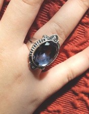 NEW Sterling Silver COCKTAIL RING, Size 7, with DEEP BLUE Quartz STONE