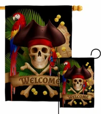 Pirate Ahoy Mate Garden Flag Coastal Decorative Small Gift Yard House Banner